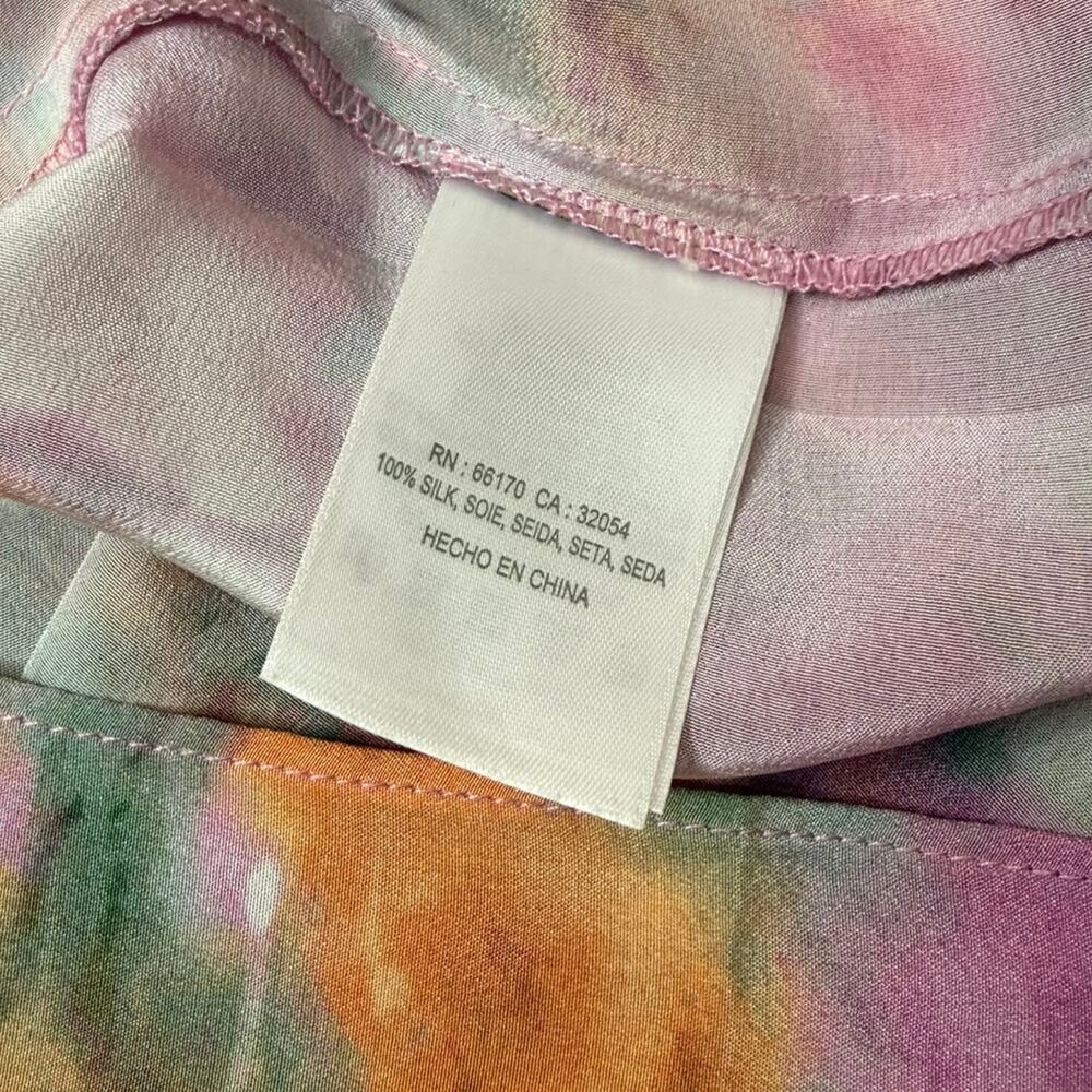 Anthropologie Kachel 100% Silk Abstract Tie-Dye Tiered Midi Skirt Size 10 - Picture 5 of 9